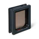 Seitenansicht der grauen Katzenklappe, geeignet für den Einbau in alle Tür- und Wandarten, auf weißem Hintergrund