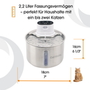 Cat Mate 2,2-Liter kabelloser Katzen-Trinkbrunnen aus Edelstahl