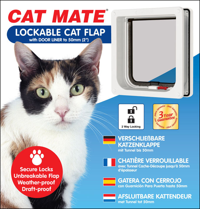 Cat Mate Abschließbare Katzenklappe mit Türeinsatz bis 50 mm (2 Zoll) (234)